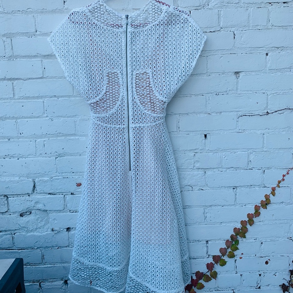 Keepsake The Label White Asymmetrical Eyelet Dress - Picture 6 of 16